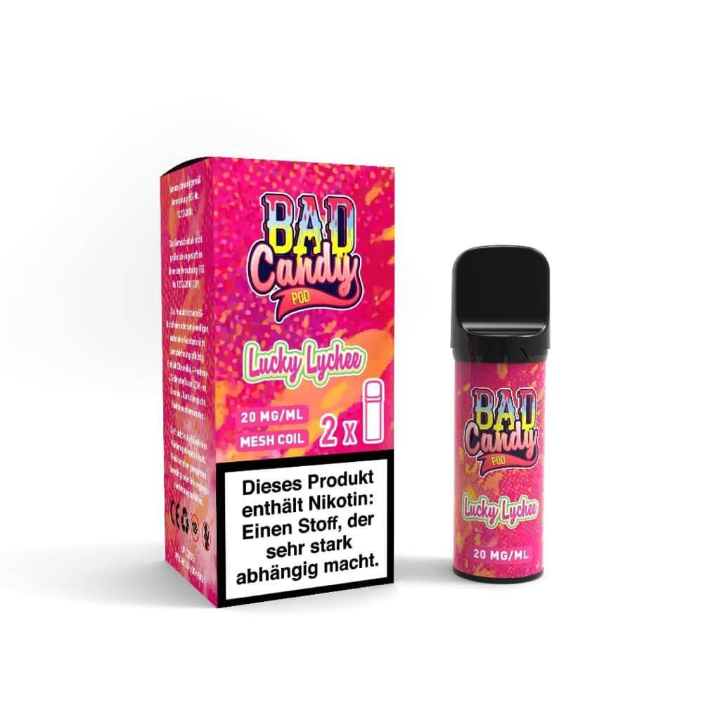 Entdecke das exotische Litschi-Aroma mit Bad Candy Pod 2er Set - Lucky Lychee für ein tropisches Dampfabenteuer.