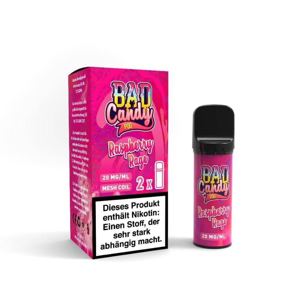 Bad Candy Pod 2er Set Raspberry Rage - Süß-säuerliches Himbeer Aroma für deine Geschmacksexplosion, 20 mg Nikotin