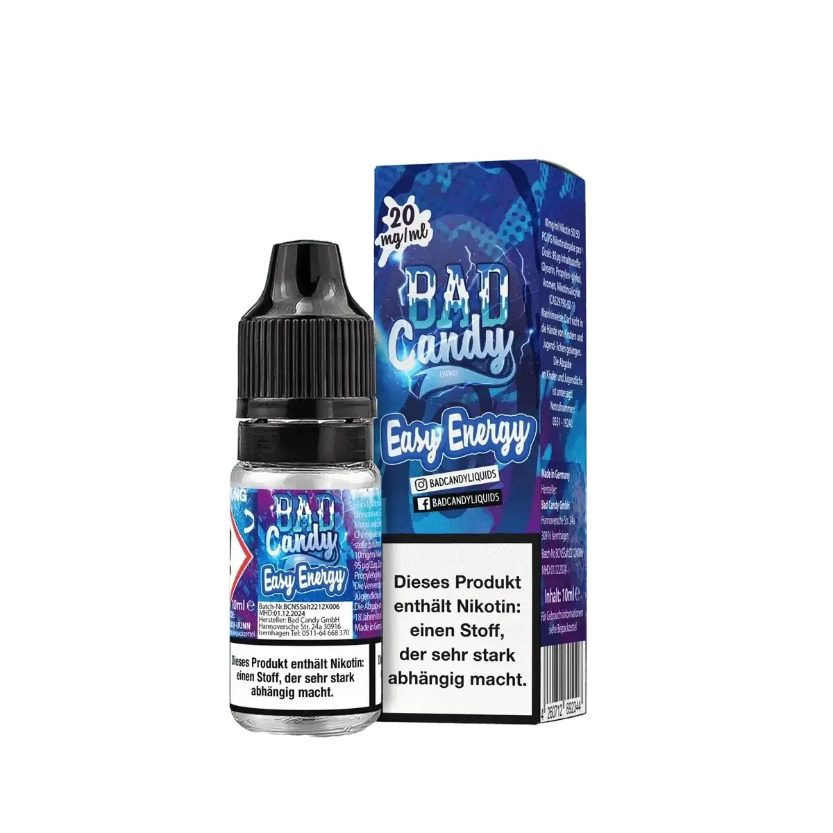 Bad Candy Liquid - Easy Energy Energy-Drink Blaubeere Acai Granatapfel Aroma-Flasche mit Verpackung