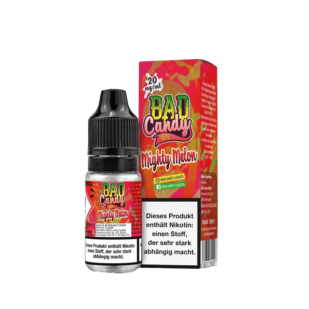 Bad Candy Liquid Mighty Melon: Fruchtige Wassermelone mit Honigmelone und Zitronenlimonade E-Liquid im Sommerdesign