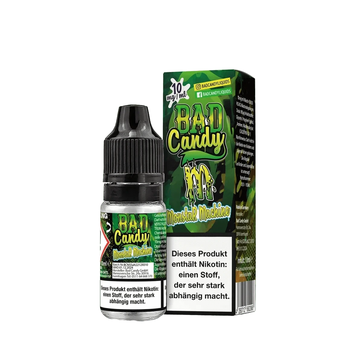 Bad Candy Liquid MonstaR Machine E-Liquid mit Energy-Drink Menthol für den ultimativen Frische-Kick. Perfekt für neue Energie!