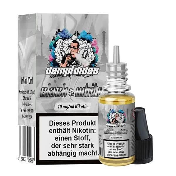 Entdecke das Dampfdidas Black & White E-Liquid, ein süßer Mix aus dunklen Cookies und weißer Schokolade von Ferhat San.