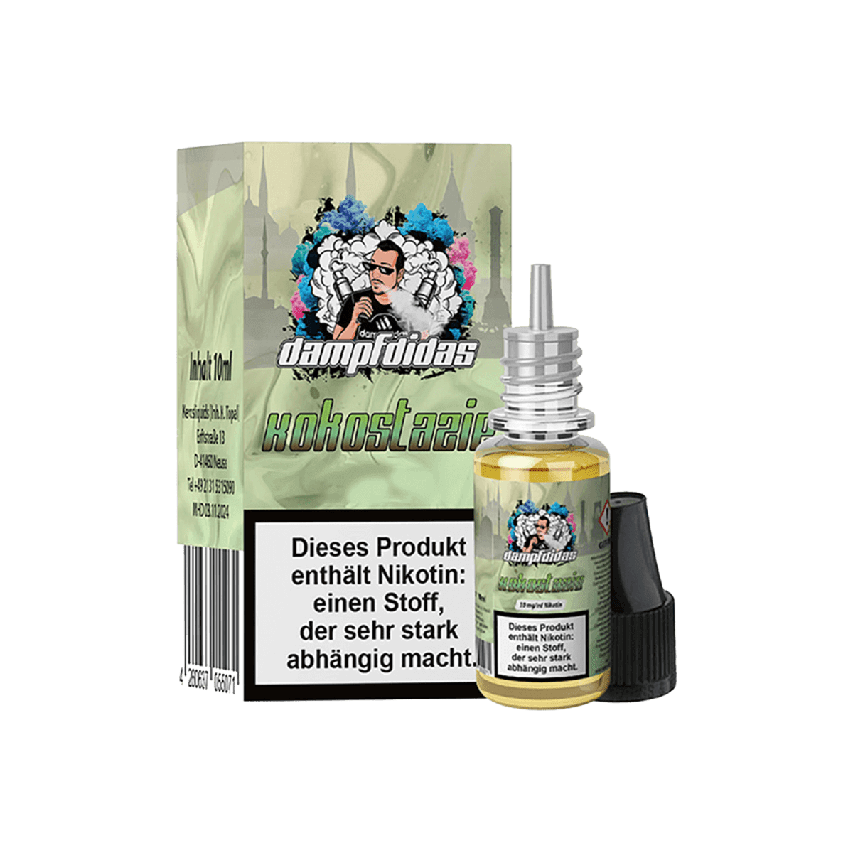 Dampfdidas Kokostazie E-Liquid mit Kokos-Pistazie-Geschmack für Pod-Systeme. Entdecke die exotische Geschmackskombination jetzt.