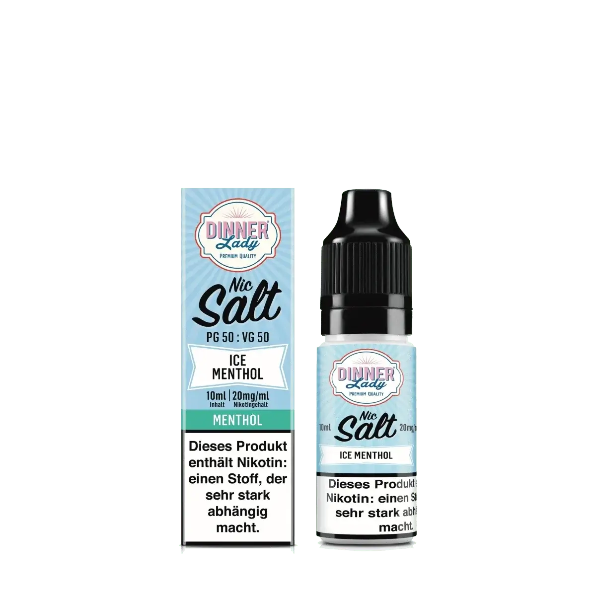 Dinner Lady Nic Salts - Ice Menthol E-Liquid Flasche und Verpackung