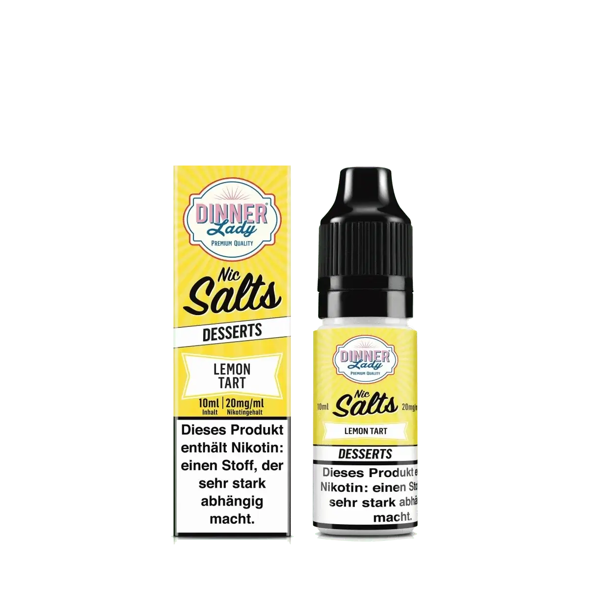 Entdecke das leckere Dinner Lady Nic Salts Lemon Tart E-Liquid mit Zitronenkuchenflair für Dessert-Liebhaber.