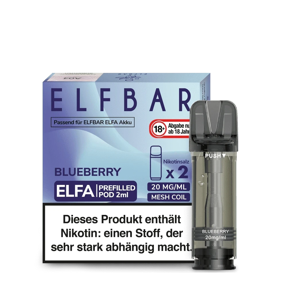 Elfa Pod 2er Set in Blueberry Geschmack mit 20mg Nikotinsalz, authentischer Blaubeerenaroma für intensives Vaping-Erlebnis
