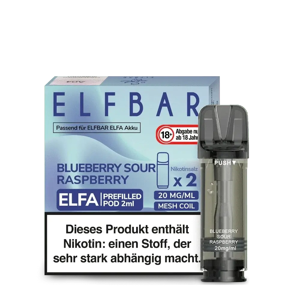 Erlebe die Elfa Pod Blueberry Sour Raspberry (2er Set) – süße Blaubeeren mit saurem Himbeerkick, für dein ultimatives Dampferlebnis.