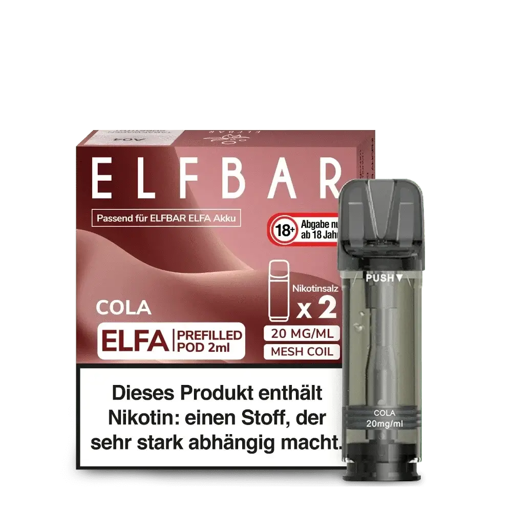 Erlebe mit dem Elfa Pod Cola den kultigen Cola-Geschmack in deinem Vape, ideal für ein spritziges Dampferlebnis.