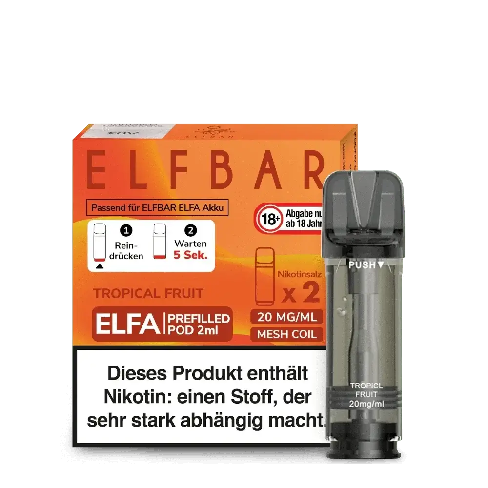 Erlebe den tropischen Fruchtgenuss mit Elfa Pod (2er Set) – versetze dich an den Strand, perfekt für deinen Vape-Moment.