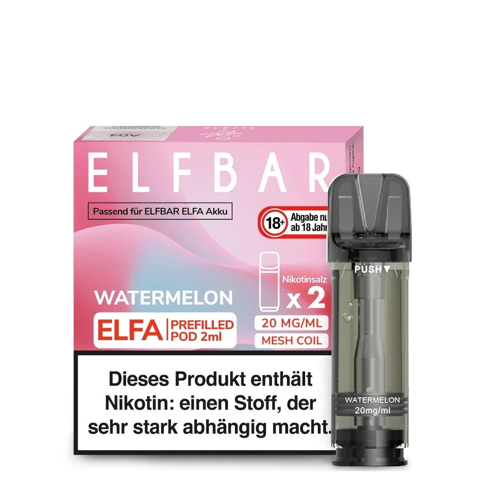 Entdecke den erfrischenden Elfa Pod Wassermelone im 2er Set, ideal für deinen perfekten Sommer-Vape-Genuss.