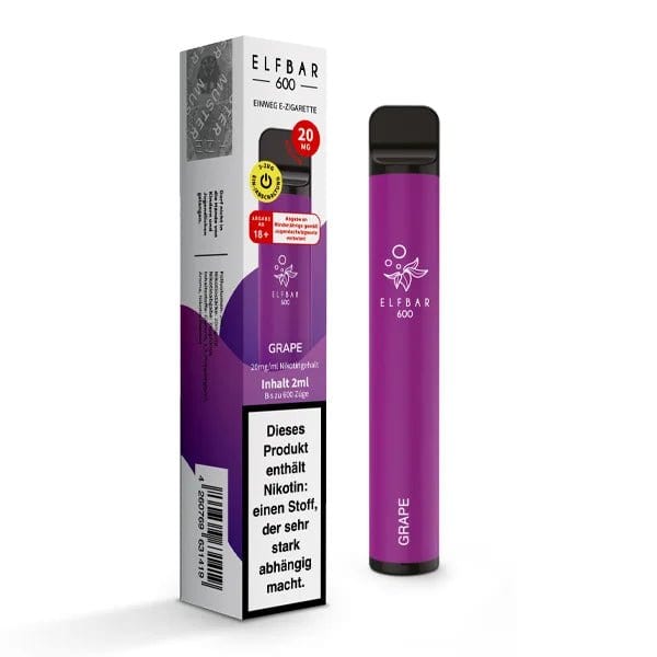 Entdecke den fruchtigen Genuss des Elf Bar 600 CP V1 Grape Vape Pens mit saftigem Traubenaroma in entspannter Vaping-Erfahrung.