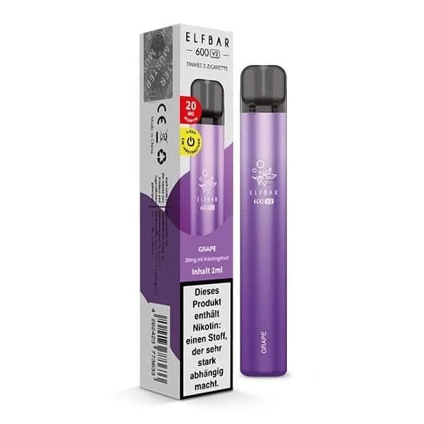 Elf Bar 600 V2 CP Grape E-Zigarette mit saftigem Traubengeschmack, ideal für ein tiefes fruchtiges Vaping-Erlebnis.