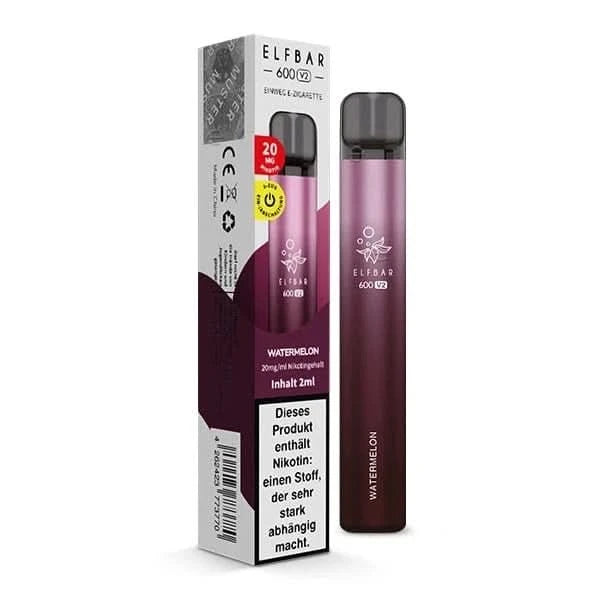 Elf Bar 600 V2 CP - Wassermelone E-Zigarette für den ultimativen Sommergenuss mit saftig-süßem Aroma. Perfekt für heiße Tage.