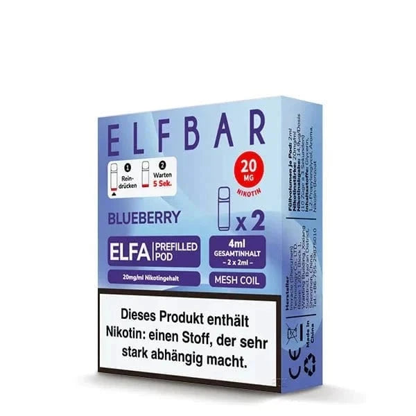 Entdecke die fruchtige Elfa Blueberry Pods 2er Set; perfekt für ein natürliches Vape-Erlebnis mit authentischem Blaubeerenaroma.