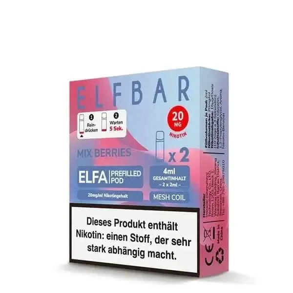 Elfa Pod 2er Set Mix Berries Packung mit 20mg Nikotin und Mesh Coil.