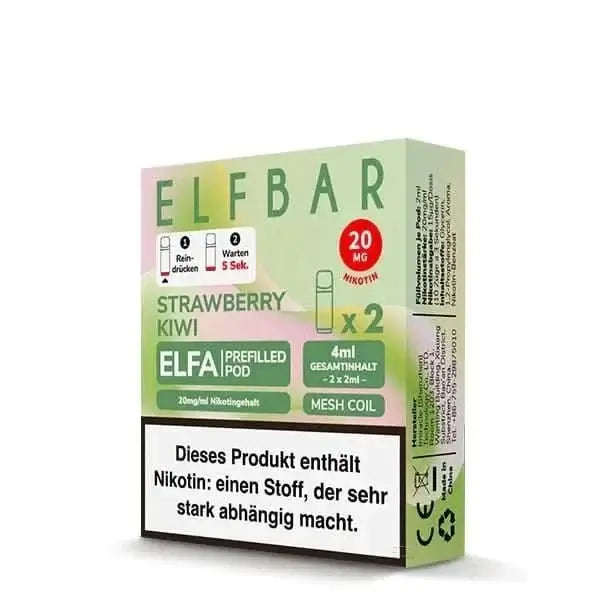 Elfa Pod 2er Set Strawberry Kiwi Geschmack für frisches Vape-Erlebnis, 4ml Gesamtinhalt, mit Nikotin, Mesh Coil Technologie