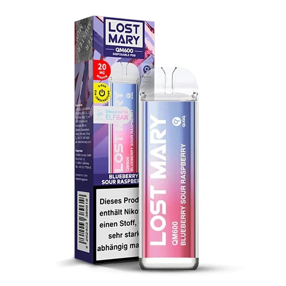 Elf Bar Lost Mary QM600 CP Blaubeere Saure Himbeere mit süß-saurem Geschmack, ideal für fruchtige Vaping-Erlebnisse.