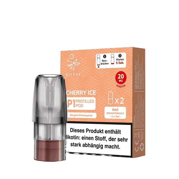 Elf Bar Mate 500 P1 Pod 2er Set - Cherry Ice, süßes Kirsch-Menthol Aroma, ideal für erfrischenden Dampfgenuss