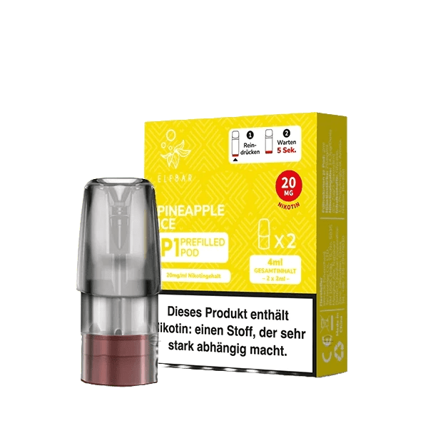 Entdecke den Elf Bar Mate 500 P1 Pod im Ananas-Menthol-Geschmack - die ideale Wahl für ein kühles, tropisches Dampferlebnis.