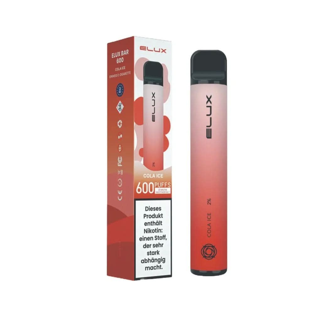 Elux Bar 600 Cola Ice E-Zigarette mit erfrischendem Cola-Menthol-Geschmack. Perfekt für dein cooles Vape-Erlebnis.