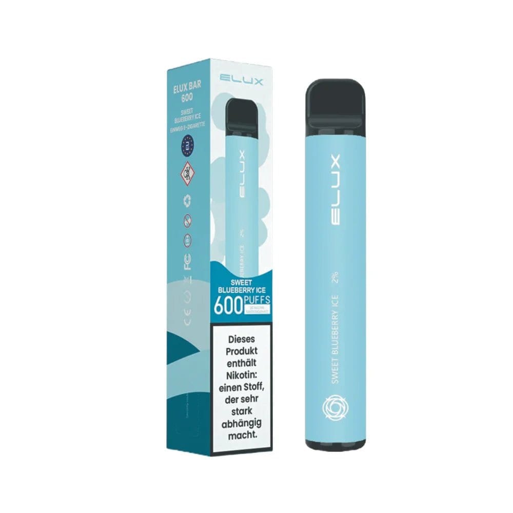 Vape E-Zigarette Elux Bar 600 Sweet Blueberry Ice mit Blaubeer- und Menthol-Geschmack, 600 Züge, verpackt und ausgepackt