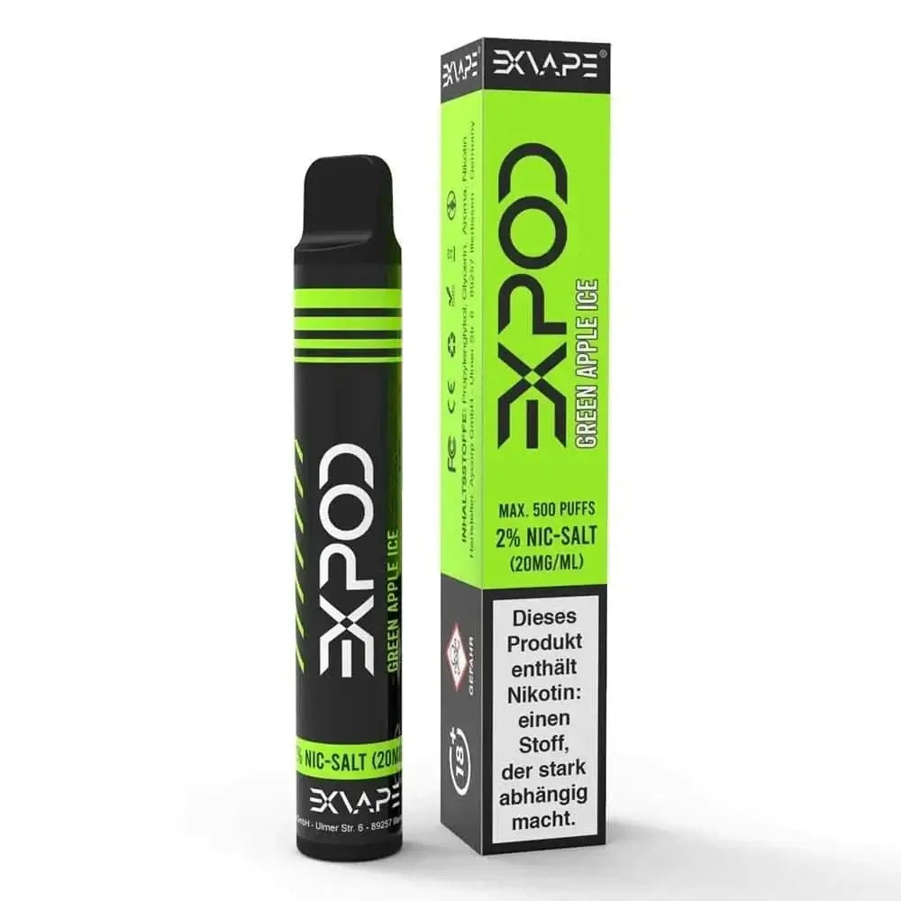 eXpod Green Apple Ice: Fruchtige Frische und kühles Menthol für dein perfektes Dampferlebnis. Ideal für Fans knackiger grüner Äpfel!