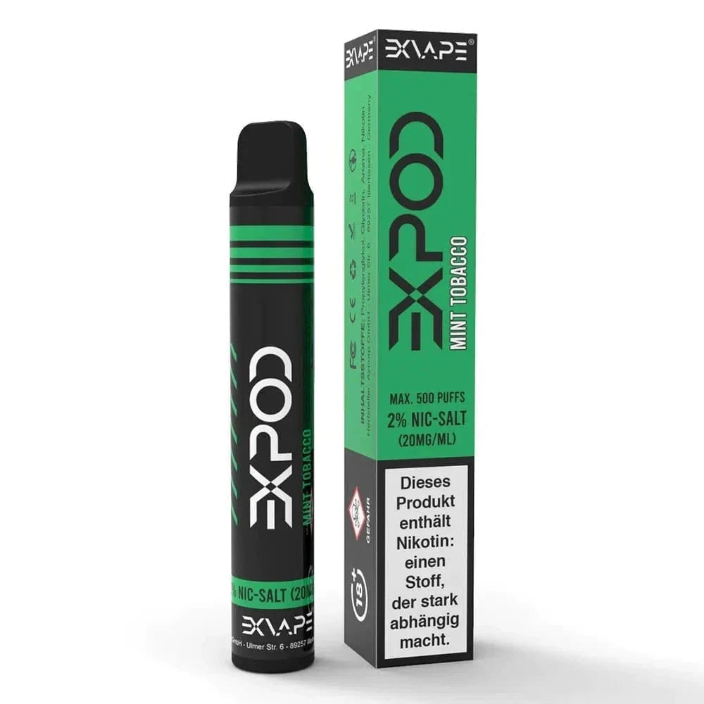 eXpod Mint Tobacco E-Zigarette mit 2% Nikotinsalz, erlebe frischen Minz-Tabak-Geschmack in der kompakten ExVape Serie.