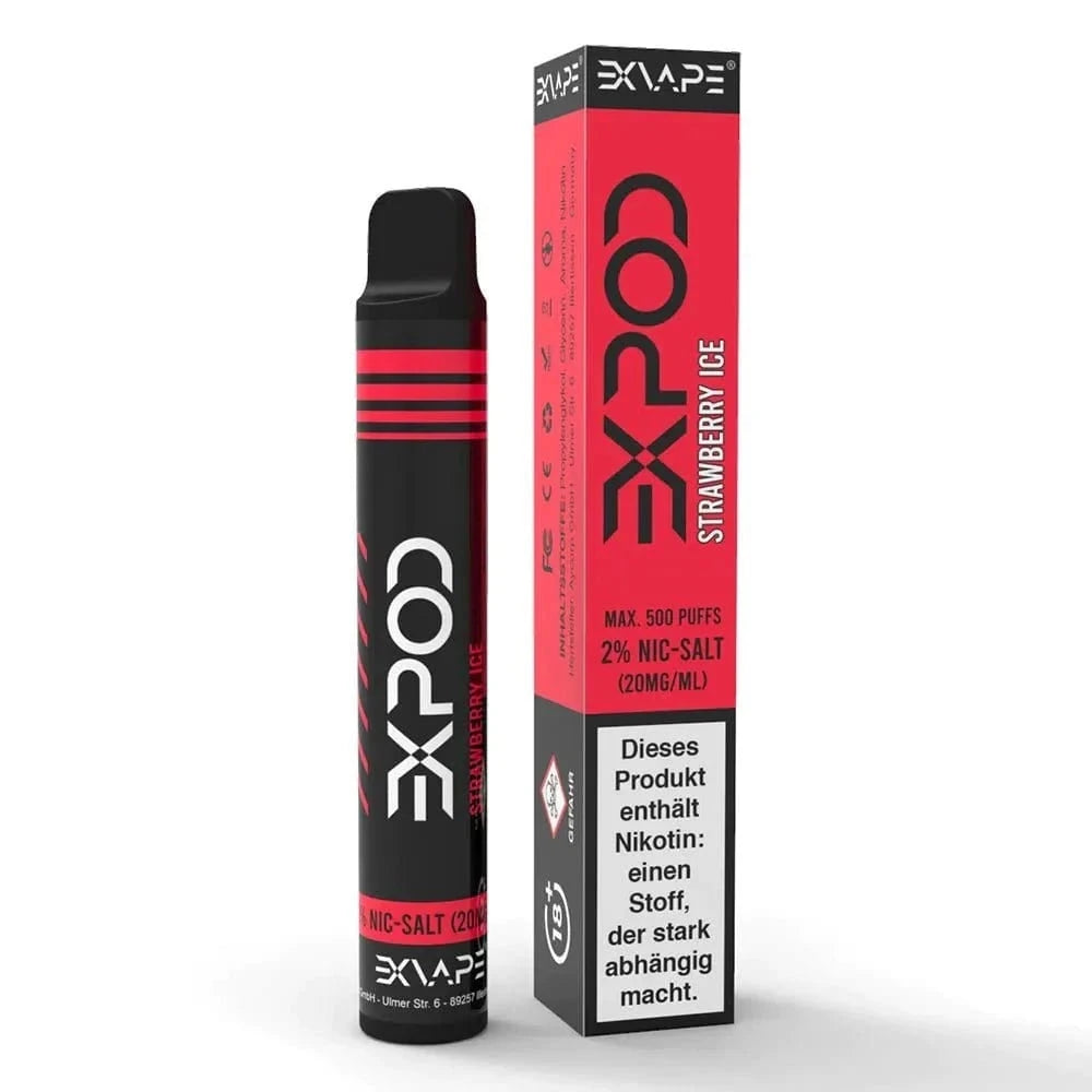 eXpod Strawberry Ice Vape, erfrischende Erdbeer-Menthol Mischung mit 2% Nic-Salz, max. 500 Züge