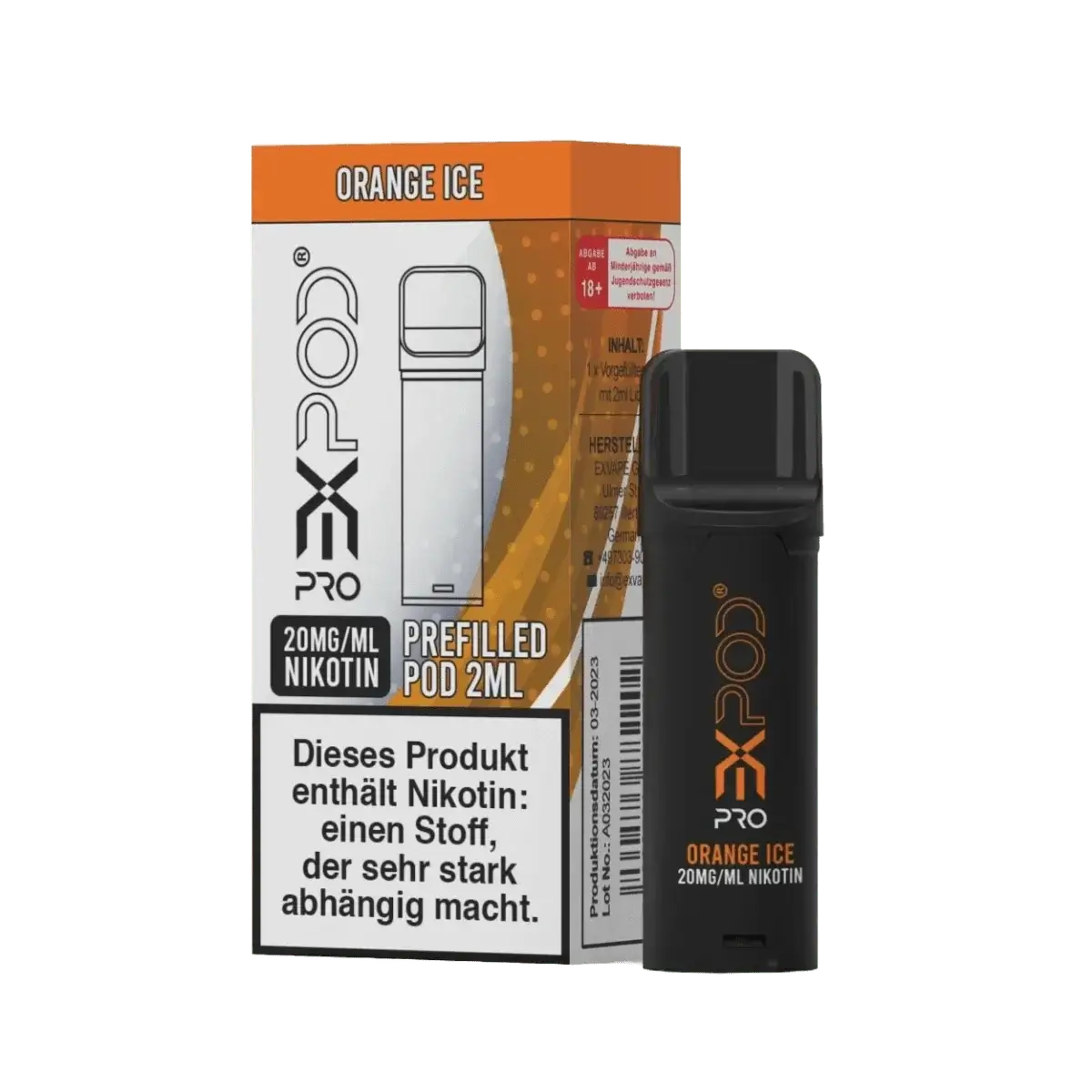 Erlebe den coolen Orange-Menthol-Kick mit dem eXpod Pro Pod. Frische Orangen und Menthol beleben deine Sinne! Perfekt für heiße Tage.