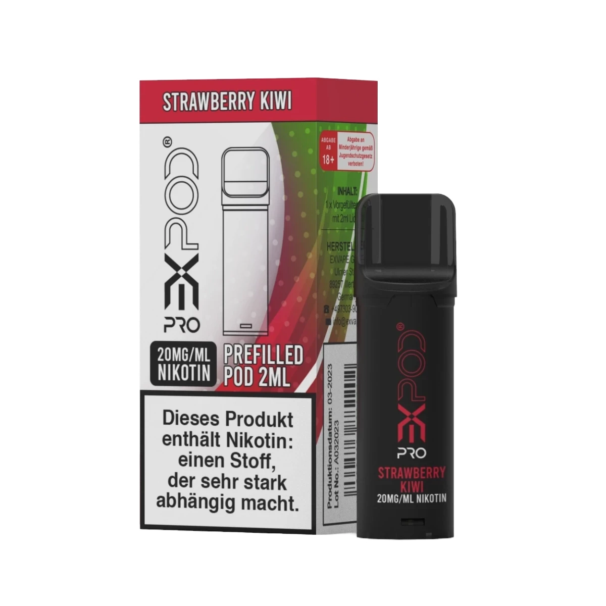 Alt Tag: eXpod Pro Pod Strawberry Kiwi – Fruchtiger Genuss für deine E-Zigarette, süße Erdbeeren treffen auf exotische Kiwi. Perfekt zum Entspannen.