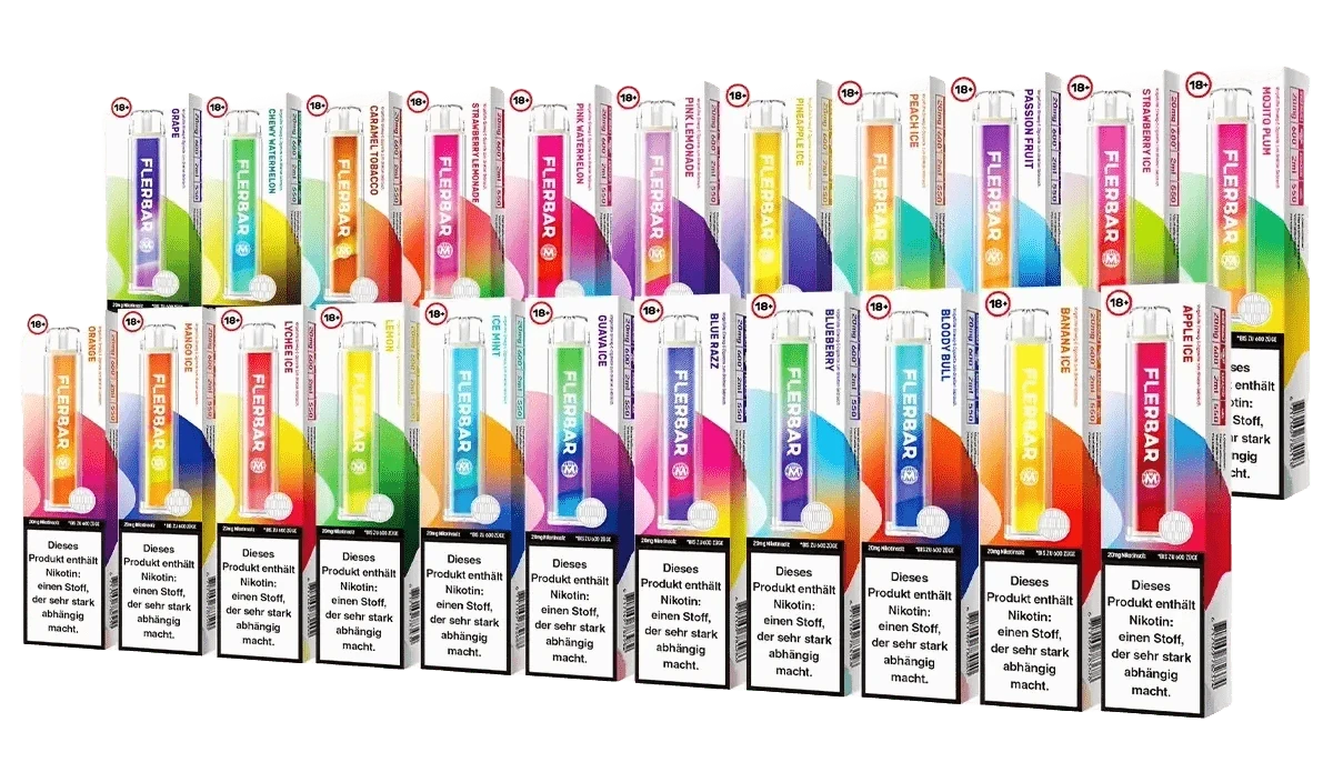Flerbar M Sortiment mit innovativer Mesh Coil Technologie, bunte Vape-Pakete für intensiven Geschmack