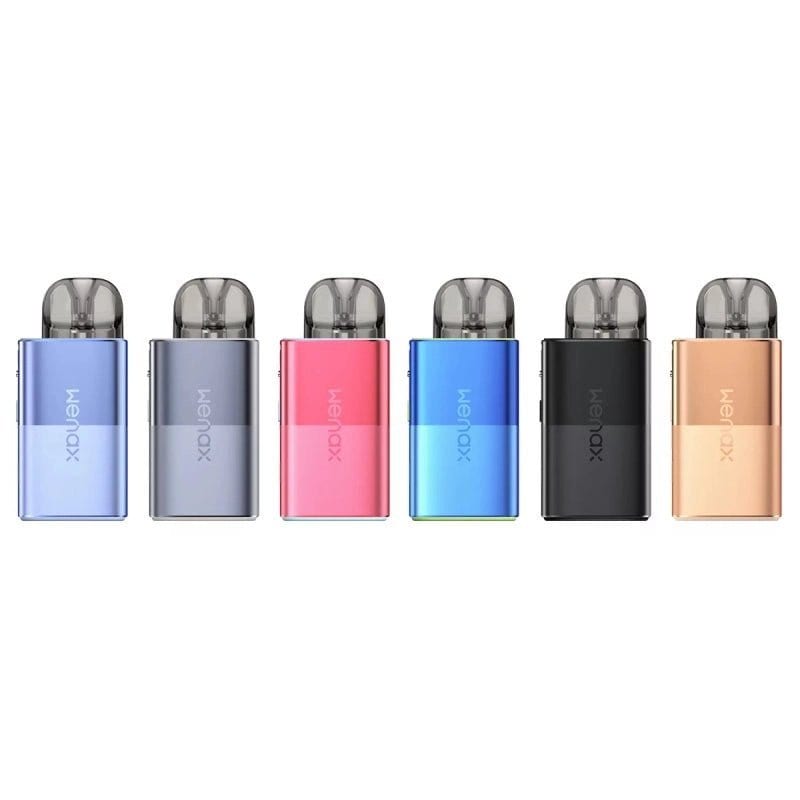 Alt Tag: Sechs GeekVape Wenax U Pod-Kits in verschiedenen Farben, darunter stilvolles Champagner Gold. Verleihe deinem Dampfen Eleganz!