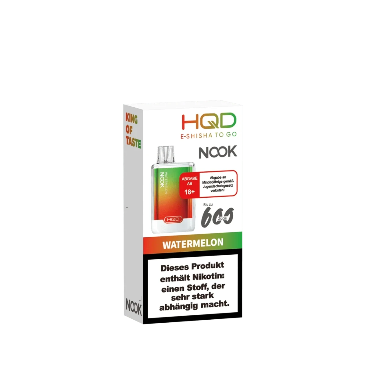 HQD Nook Watermelon: Erlebe den frischen, saftigen Wassermelonen-Vape-Geschmack, perfekt für sonnige Tage und entspannte Momente.