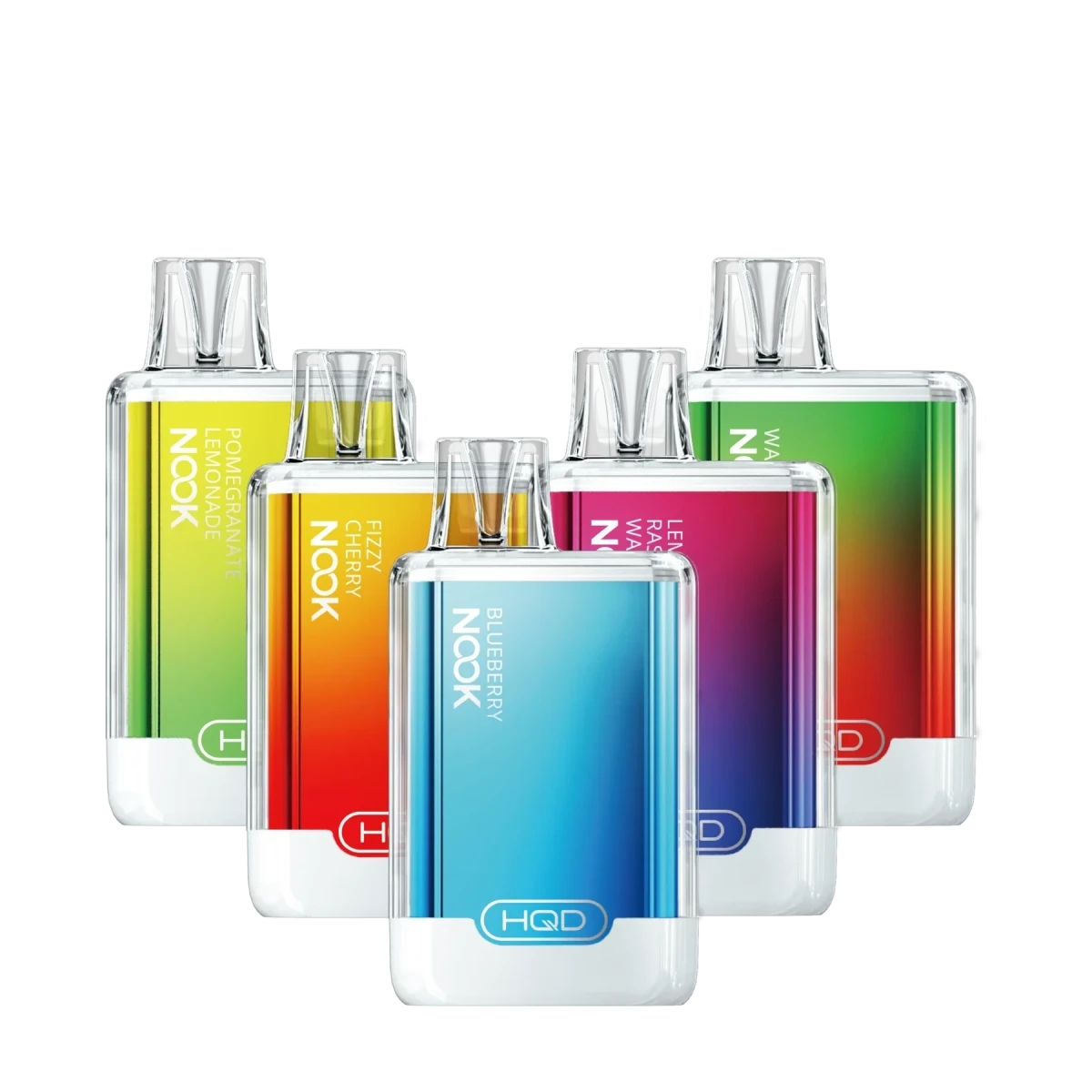 Bunte HQD Nook Vapes, einschließlich Wassermelone, für ein erfrischend süßes Sommer-Vape-Erlebnis.