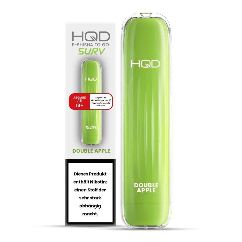 Alt Tag: Entdecke den frischen Genuss von HQD Surv Double Apple E-Shisha – Kombi aus rotem und grünem Apfel, perfekt für Apfelliebhaber.