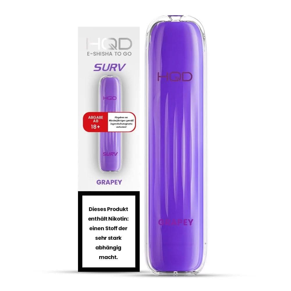 HQD Surv Grapey: Entdecke das süße Aroma reifer Trauben in einer handlichen E-Shisha, ideal für den fruchtigen Genuss unterwegs.