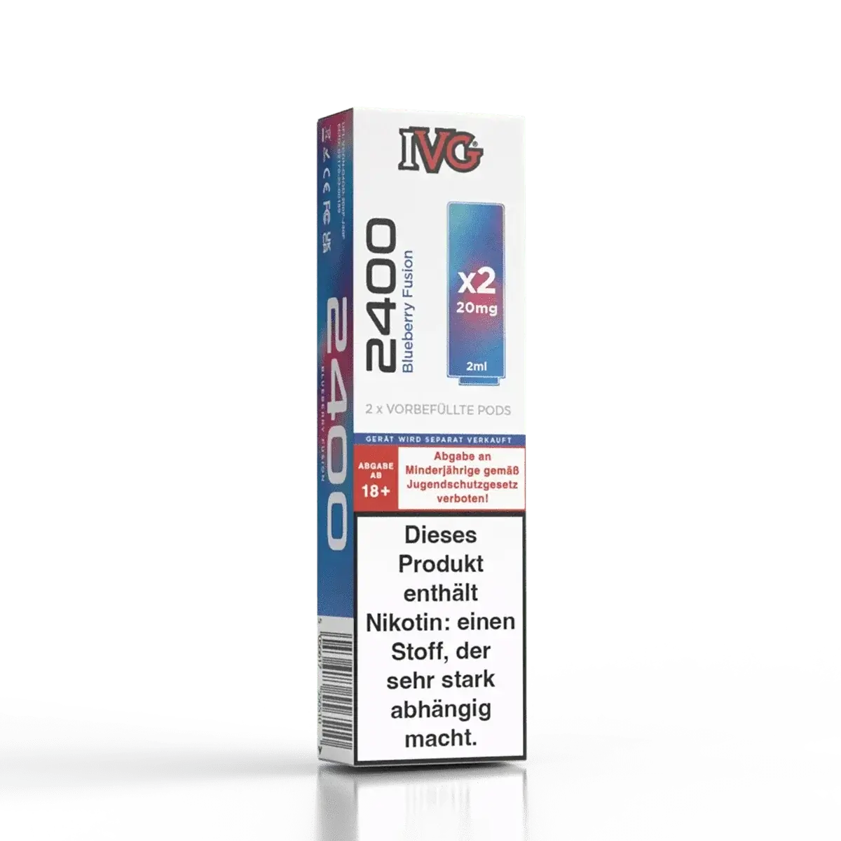 Alt Tag: Entdecke das IVG 2400 Pod 2er Set mit Blueberry Fusion Geschmack für ein intensives Waldbeerenerlebnis.