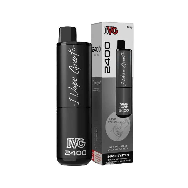 Entdecke das IVG 2400 Basisgerät in elegantem Grau – dein stylischer Begleiter für professionelle und moderne Vaping-Abenteuer.