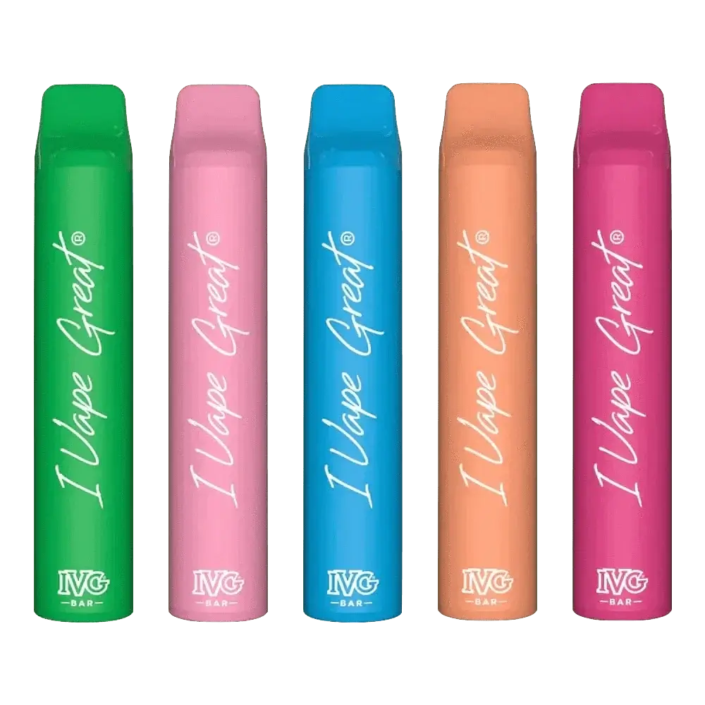 IVG Plus Vape Pens in fünf bunten Farben, ideal für deinen fruchtigen Sommergenuss. Entdecke die Vielfalt der Geschmacksrichtungen.
