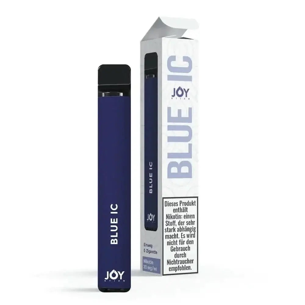 Joy Stick Blue Ic E-Zigarette mit Blaubeere und Menthol, verpackt in einer eleganten, blauen Box.