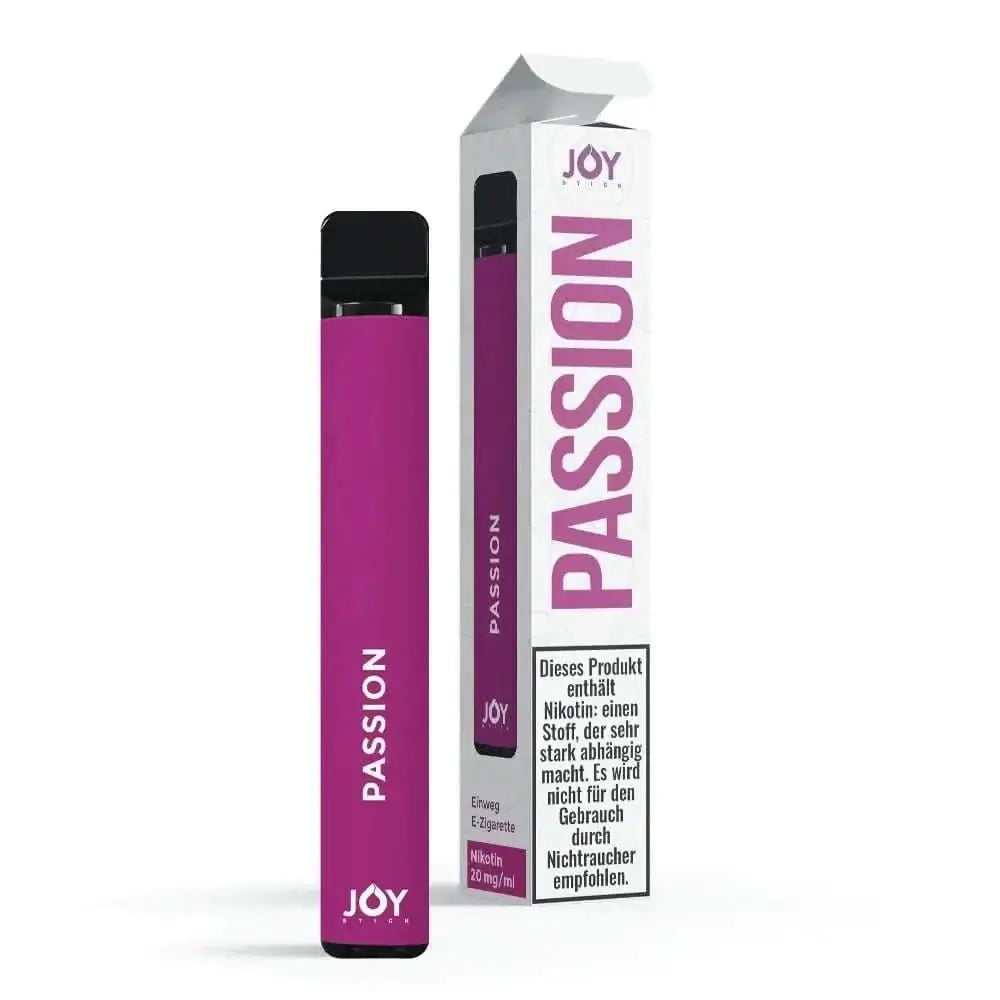Vape Pen Joy Stick - Passion mit intensiver Passionsfrucht-Aromatik in pinker Verpackung. Ideal für Liebhaber tropischer Geschmäcker.