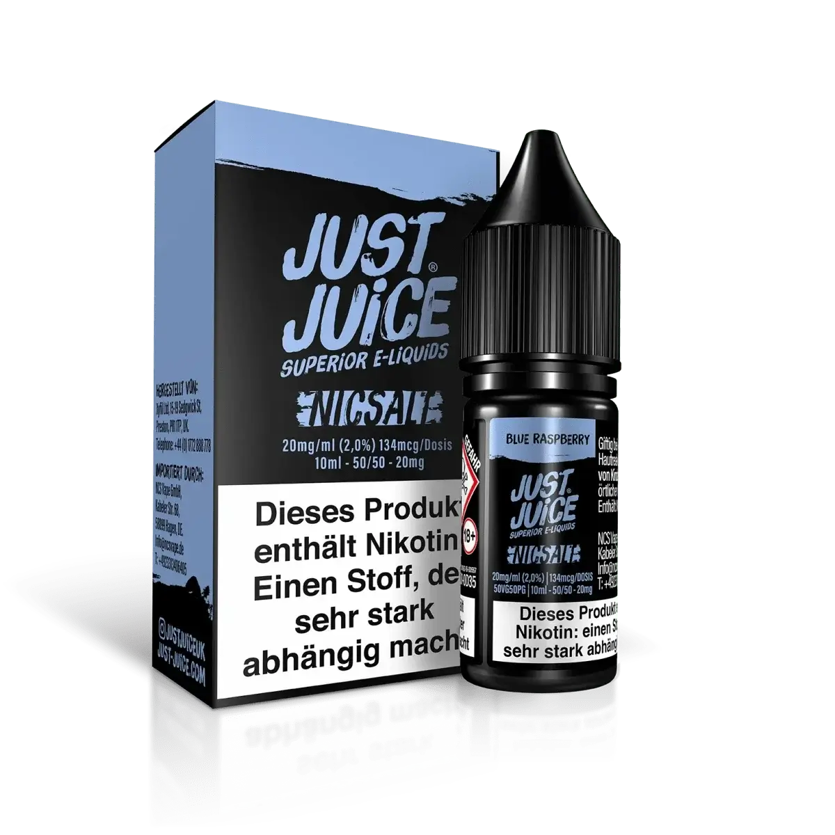 Entdecke den fruchtigen Kick mit Just Juice - Blue Raspberry E-Liquid, perfekt für Beerenliebhaber. Intensiver Blaubeer-Himbeer-Geschmack.
