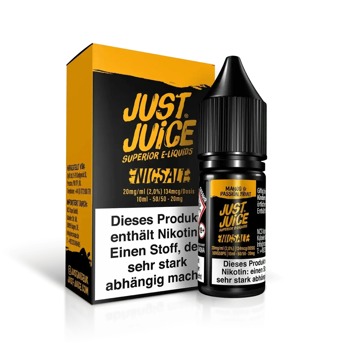 Entdecke das Just Juice Mango Passion Fruit E-Liquid: Der tropische Mix aus Mango und Passionsfrucht für süße Dampferträume.