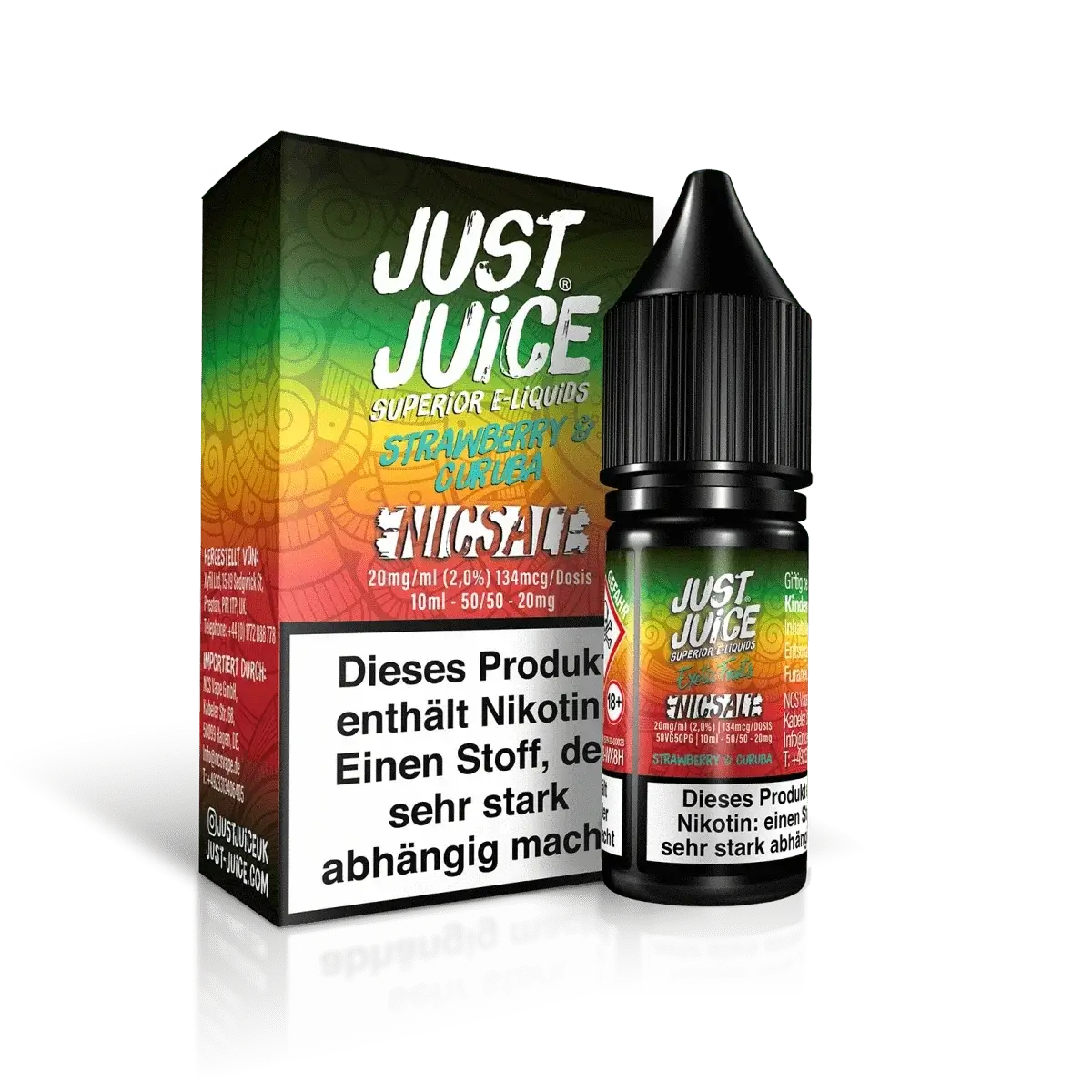 E-Liquid Just Juice Strawberry Curuba: Genieße die süße Kombi aus Erdbeere und exotischer Curuba für ein fruchtiges Geschmackserlebnis.