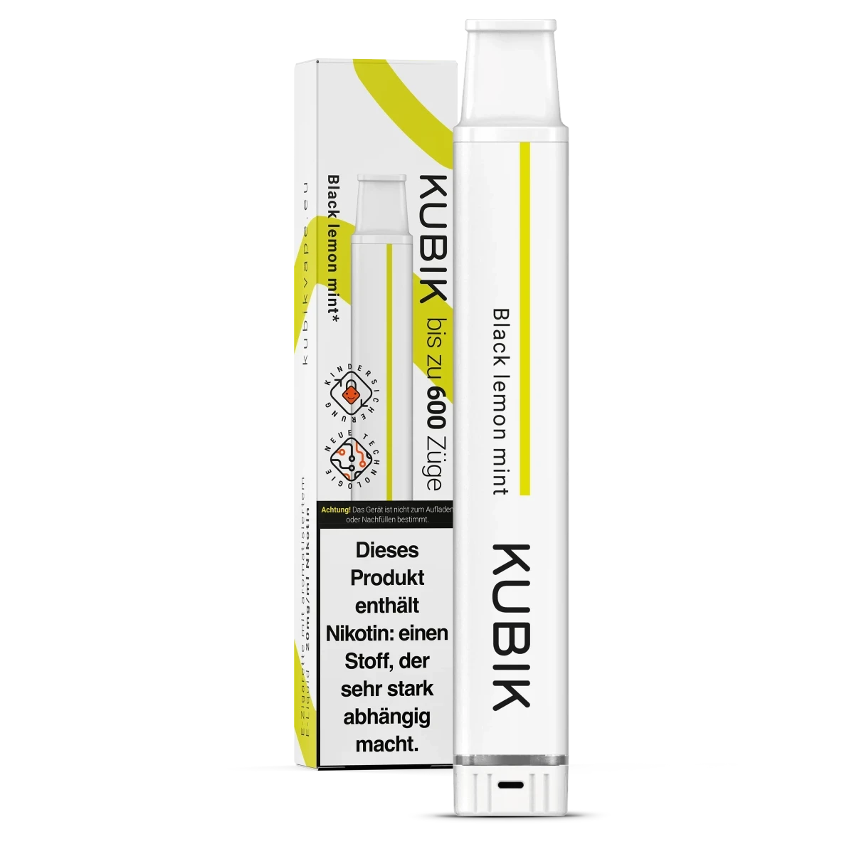 Kubik Black Lemon Mint Vape: Erfrischender Geschmack von dunkler Zitrone mit kühler Minze, ideal für intensive Zitrusliebhaber.