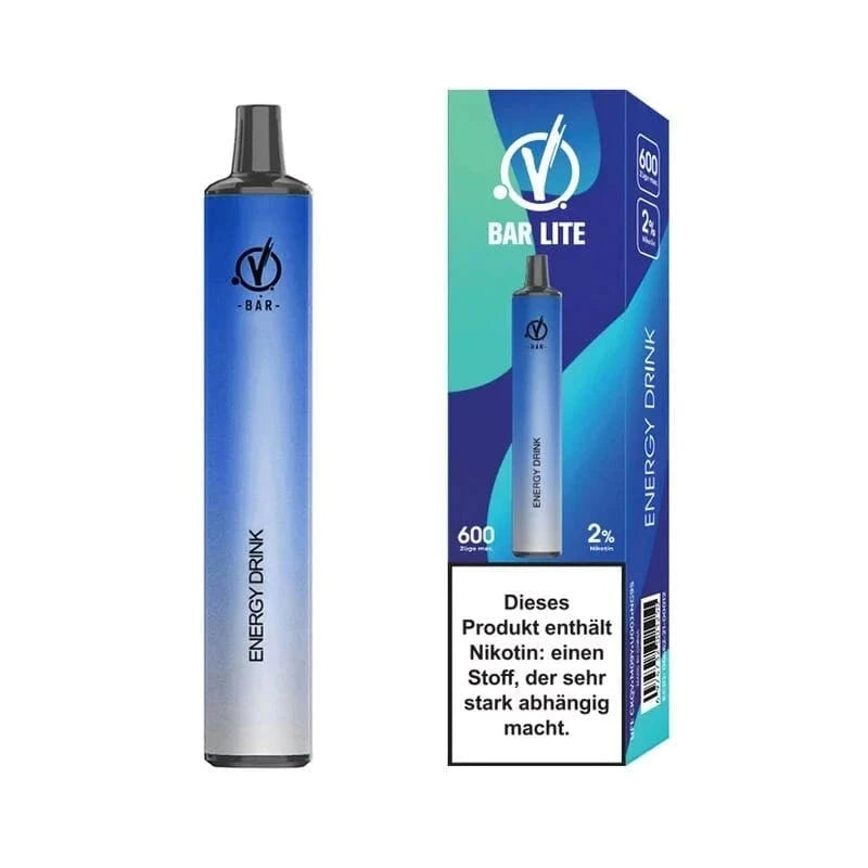 Linvo Bar Lite Einweg E-Zigarette in blau mit Geschmacksrichtung Energy Drink und Verpackung, ideal für deinen leichten Umstieg aufs Dampfen.