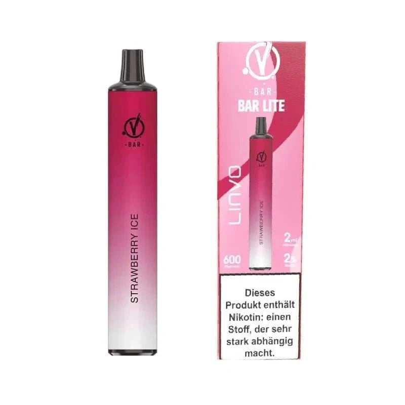 Linvo Bar Lite Strawberry Ice Einweg E-Zigarette in aufregender roter Verpackung, ideal für den Einstieg ins Dampfen