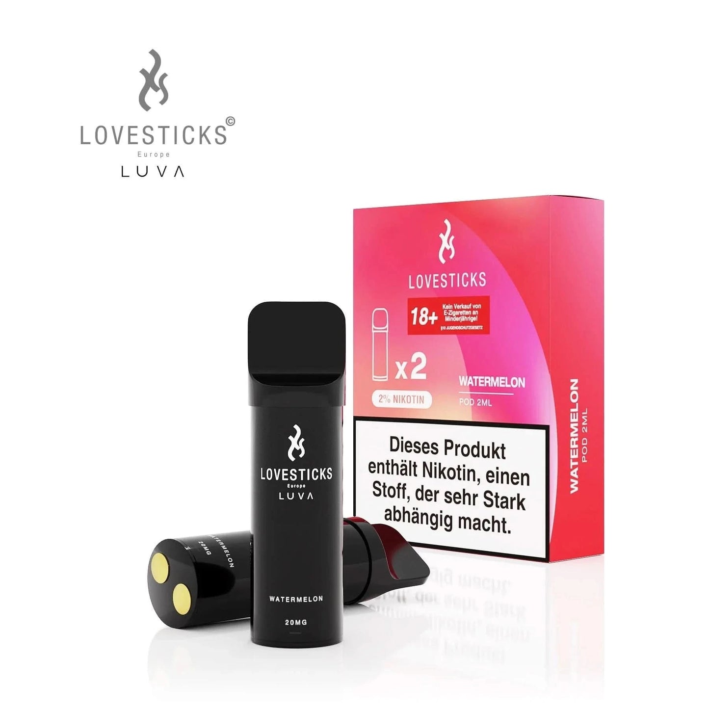 Genieße die Lovesticks Luva Watermelon Pods - erfrischend und fruchtig. Perfekt für Sommer-Vape-Genuss!