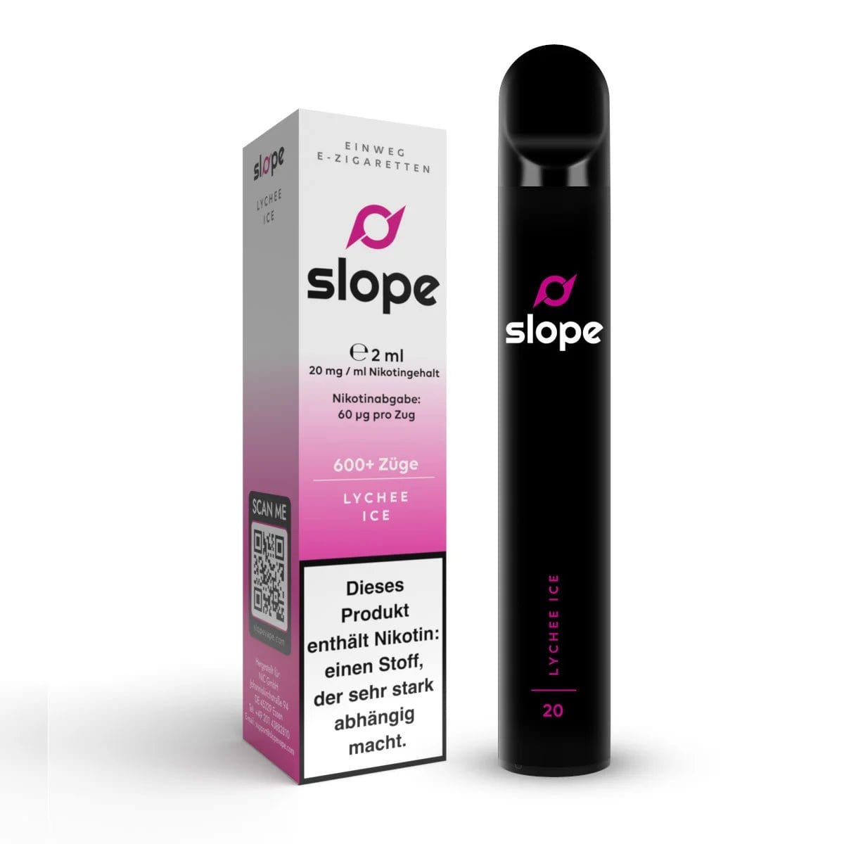 Erlebe den exotischen Geschmack von Nic Slope Lychee Ice E-Zigarette mit kühlendem Menthol, ideal für genussvolles Vaping.