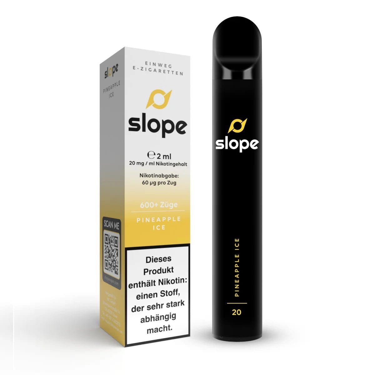 Slope Pineapple Ice Einweg E-Zigarette mit Ananas-Menthol-Geschmack, erlebe eine exotische Erfrischung. 2ml, 600 Züge.